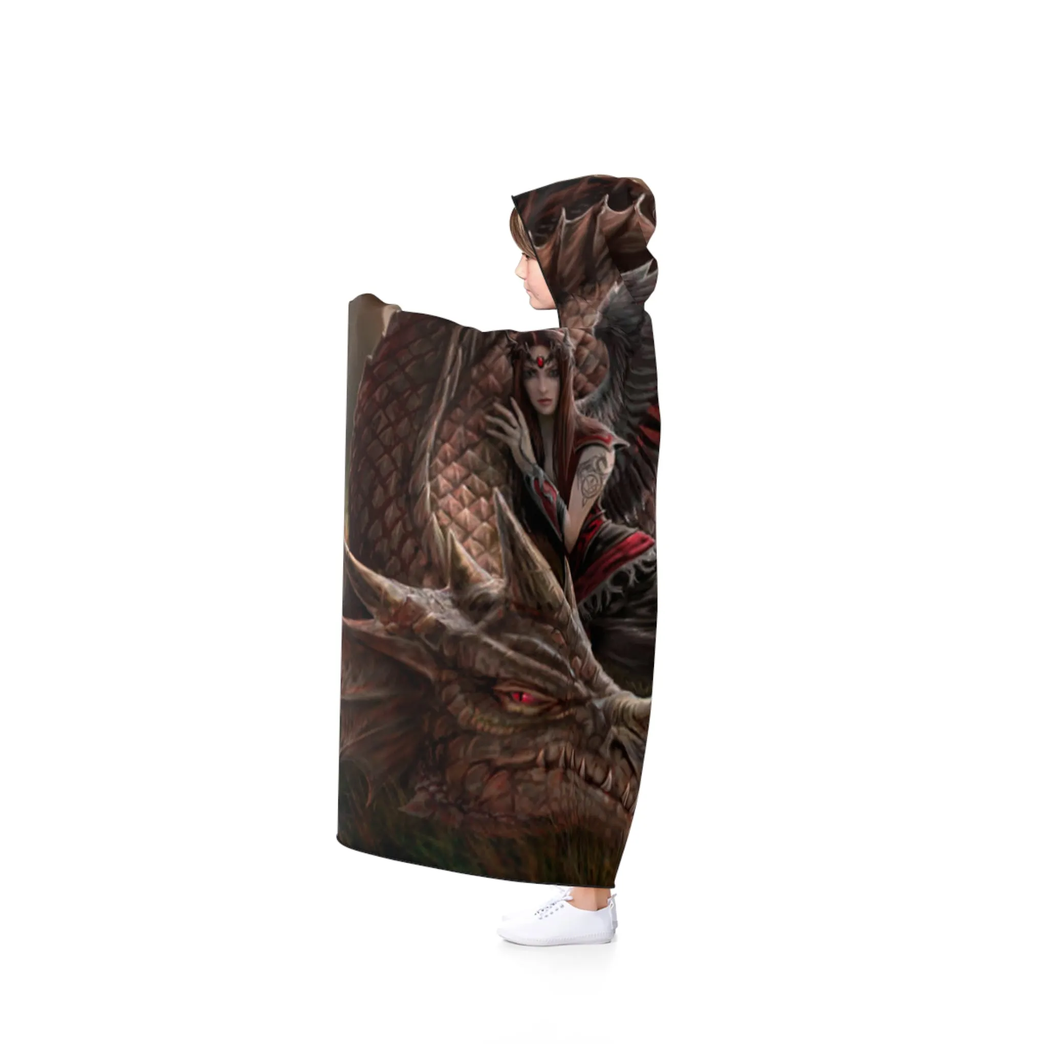 Dragon and Warrior Lady Hooded Blanket