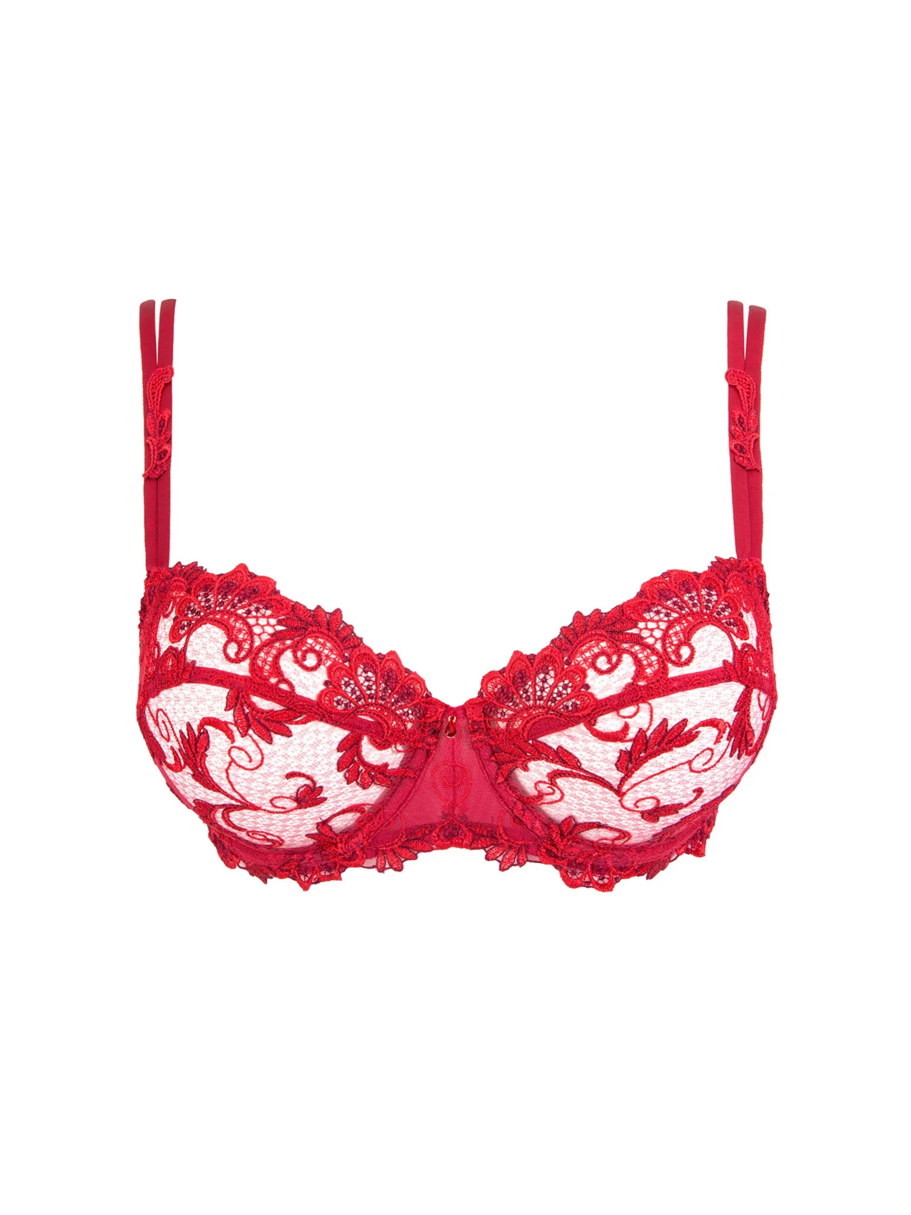 Dressing Floral D  Demi Cup Bra In Red - Lise Charmel