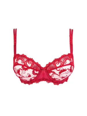 Dressing Floral D  Demi Cup Bra In Red - Lise Charmel