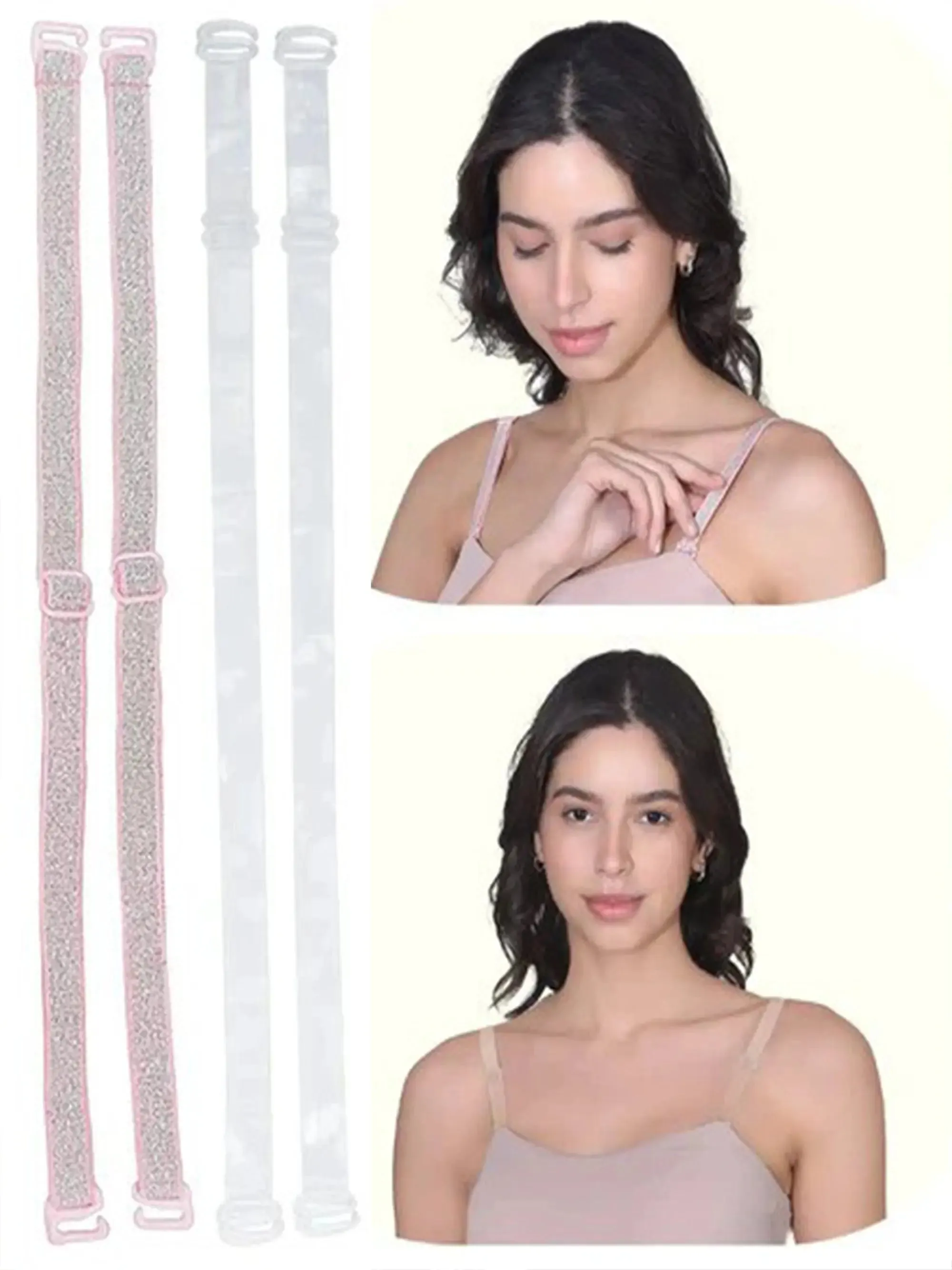 Durable Bra Straps | Adjustable Nylon Elastane | Transperent & Neon pink