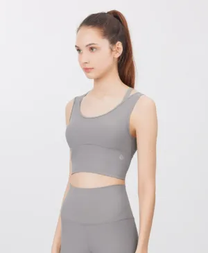 easyoga Lespiro Base Back Shaping Cropped Tank - A1 Gray