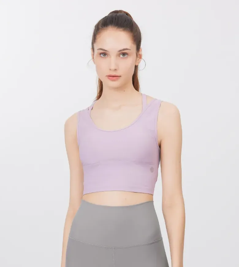 easyoga Lespiro Base Back Shaping Cropped Tank - P9 Gray Purple