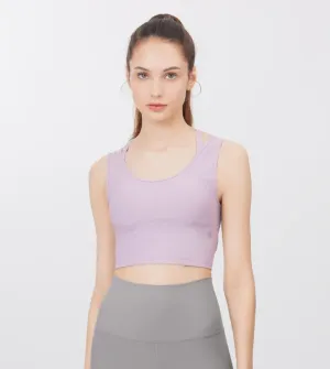 easyoga Lespiro Base Back Shaping Cropped Tank - P9 Gray Purple