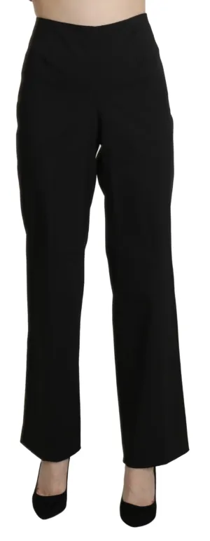 Elegant High Waist Straight Black Pants