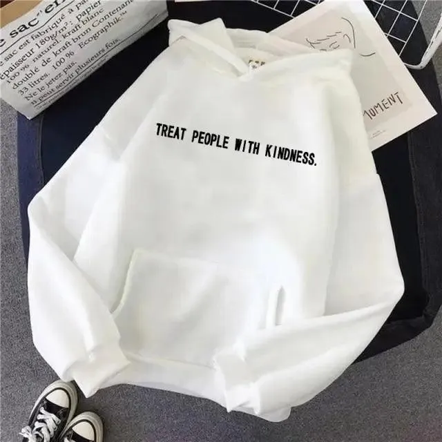 Elegant Spring Casual Treat People With Kindness Women/Men Vintage Casual Casual Hoodies with Pockets Letter Print Design and Cute Print Drawstring Hoodies For Men Women Comfortable Unisex Hoodies