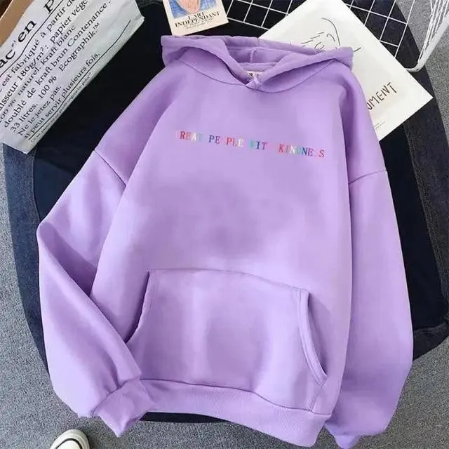 Elegant Spring Casual Treat People With Kindness Women/Men Vintage Casual Casual Hoodies with Pockets Letter Print Design and Cute Print Drawstring Hoodies For Men Women Comfortable Unisex Hoodies