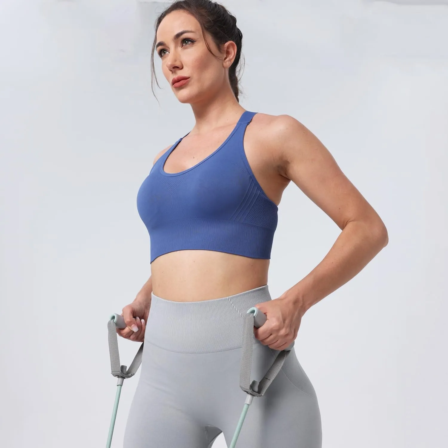 Evercute Adjustable Sports Bras for Women Racerback High Support Bras Set Padded Workout Bras Seamless Yoga Athletic Bras