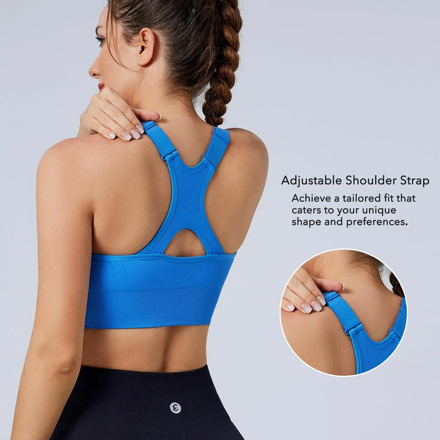 Evercute Adjustable Sports Bras for Women Racerback High Support Bras Set Padded Workout Bras Seamless Yoga Athletic Bras