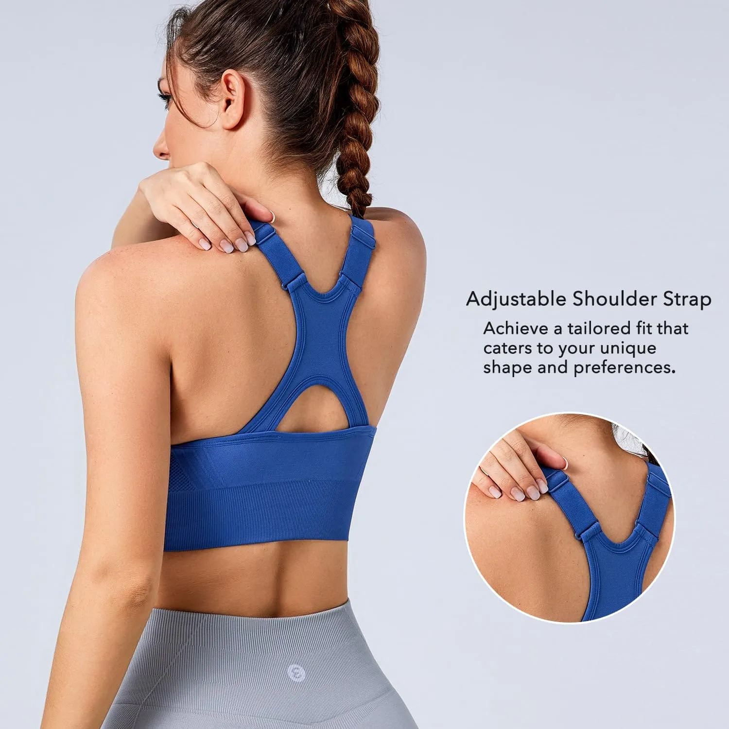 Evercute Adjustable Sports Bras for Women Racerback High Support Bras Set Padded Workout Bras Seamless Yoga Athletic Bras