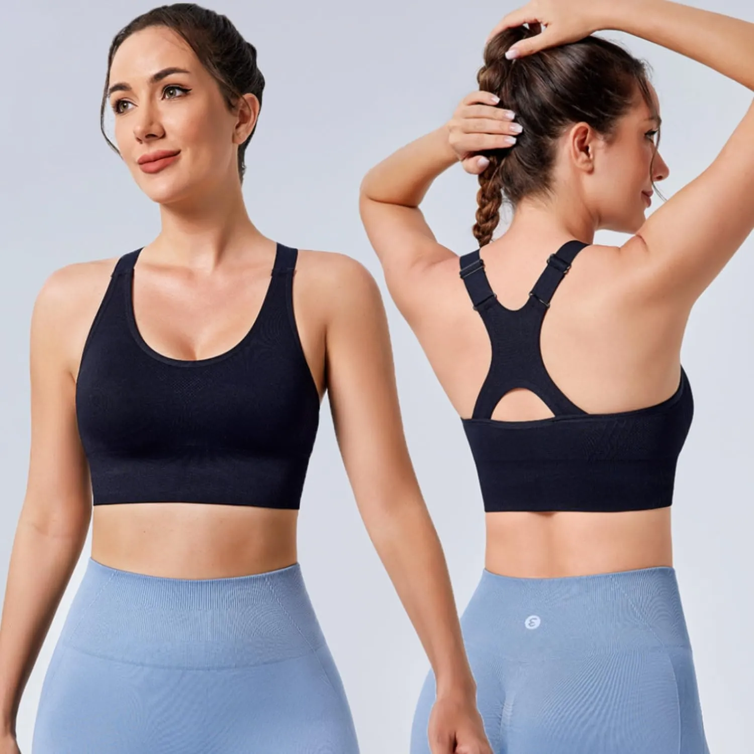 Evercute Adjustable Sports Bras for Women Racerback High Support Bras Set Padded Workout Bras Seamless Yoga Athletic Bras