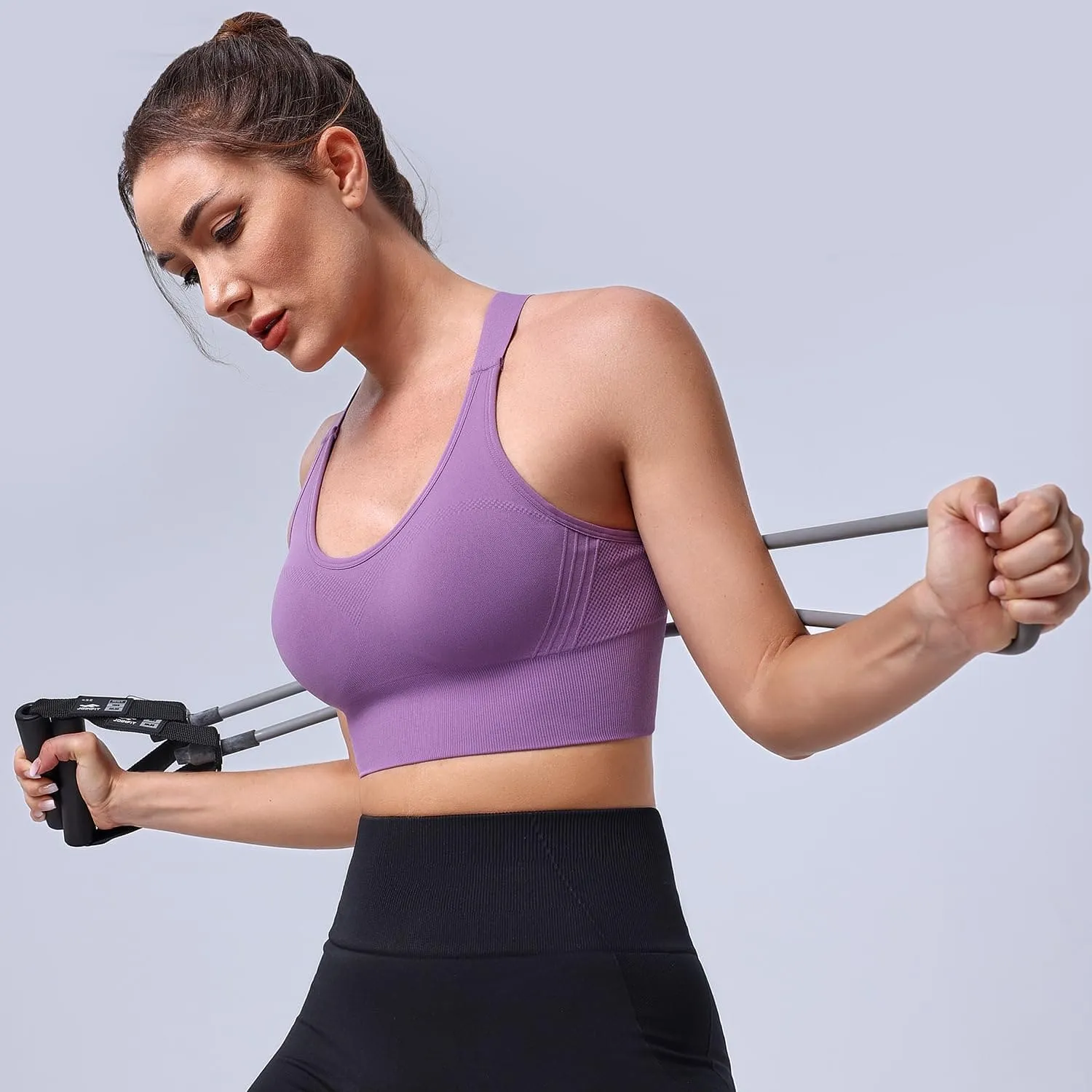 Evercute Adjustable Sports Bras for Women Racerback High Support Bras Set Padded Workout Bras Seamless Yoga Athletic Bras