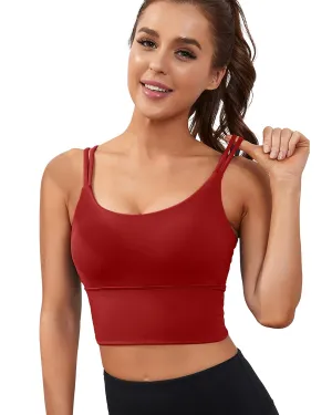 Everrysea Longline Sports Bra for Women Padded Workout Tank Tops Built in Bras Strappy Yoga Corp Top Camisole