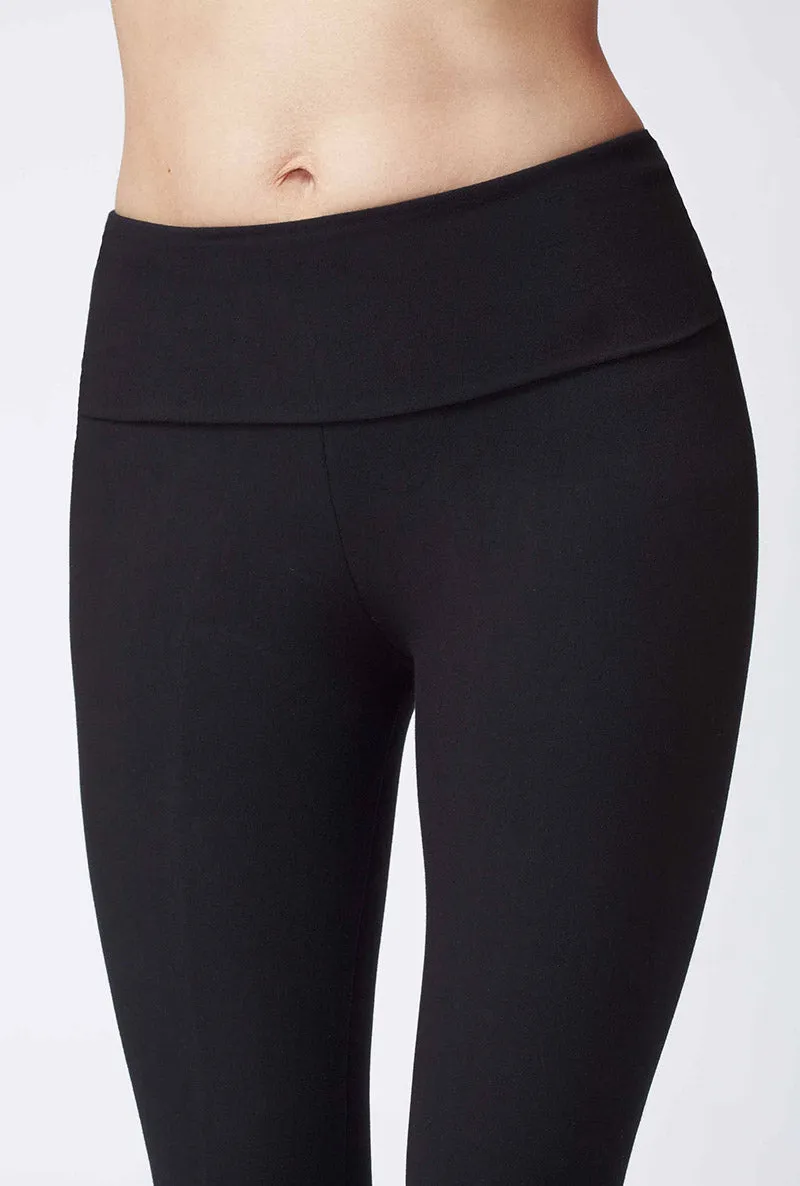 Extra Strong Compression Cropped Leggings with Figure Firming and Fold Down Waist Black