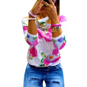 Fall Women Long Sleeve Printed Casual Hoodies Sweatshirt Girls Tops