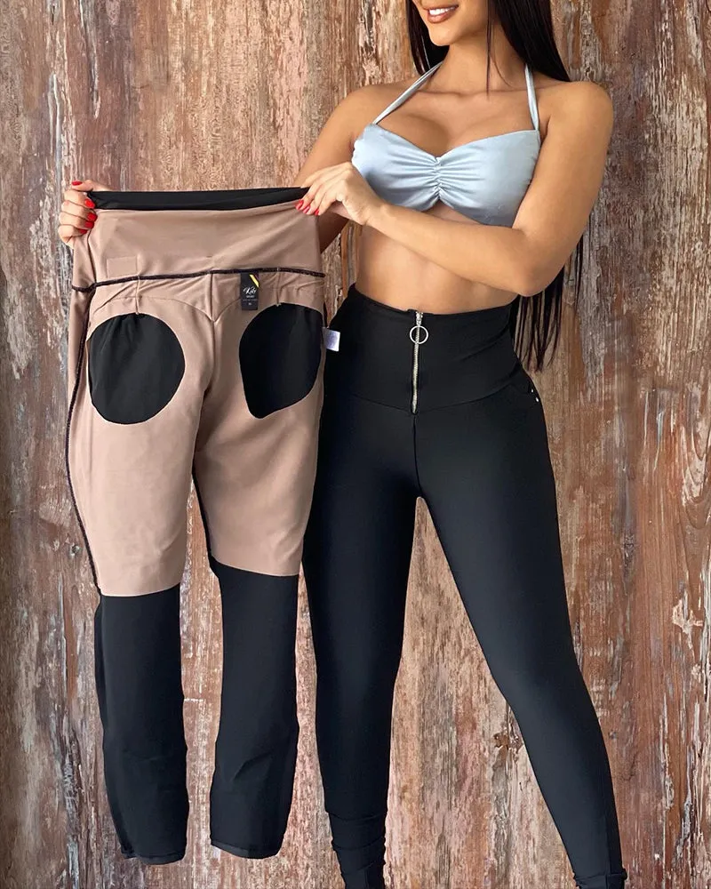 Fashion Tummy Control Zipper Butt Lift Leggings