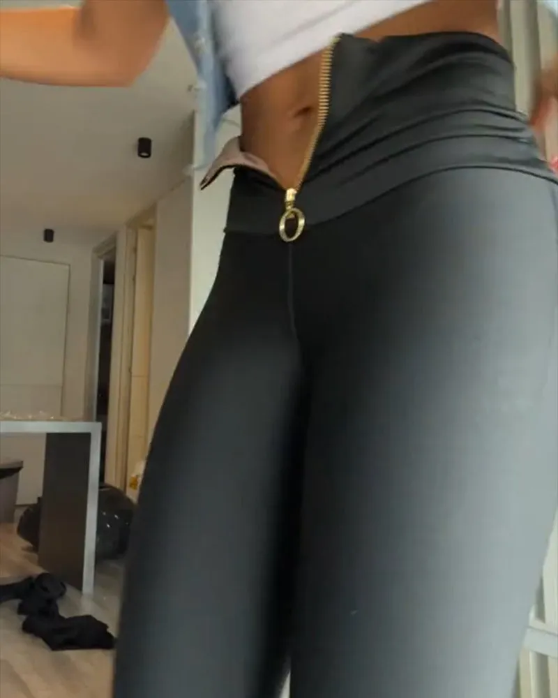 Fashion Tummy Control Zipper Butt Lift Leggings