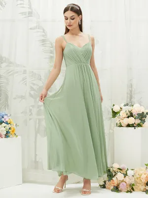 [Final Sale] Adjustable Straps Multi Way Open V Back Lace Applique Bridesmaid Dress