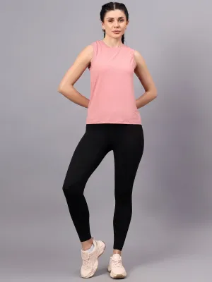 Fitkin women pink self design tank top