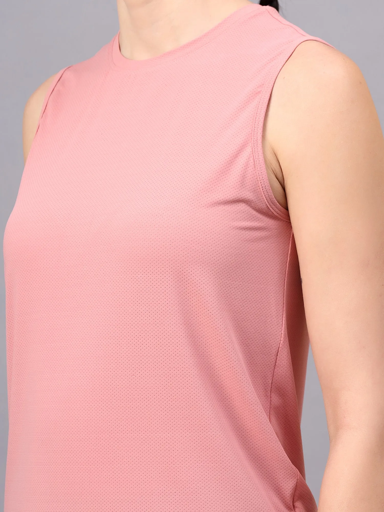 Fitkin women pink self design tank top