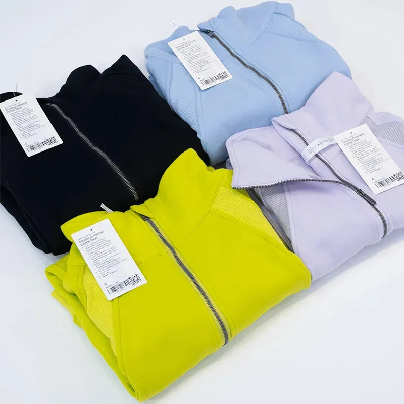 Fitness LuLu Running Street Scuba Women's Hoodies Half Zipper Thickened Thermal Insulation Outdoor Gym Sports Yoga Bodysuit
