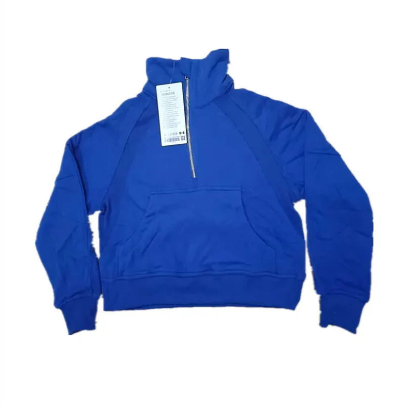 Fitness LuLu Running Street Scuba Women's Hoodies Half Zipper Thickened Thermal Insulation Outdoor Gym Sports Yoga Bodysuit