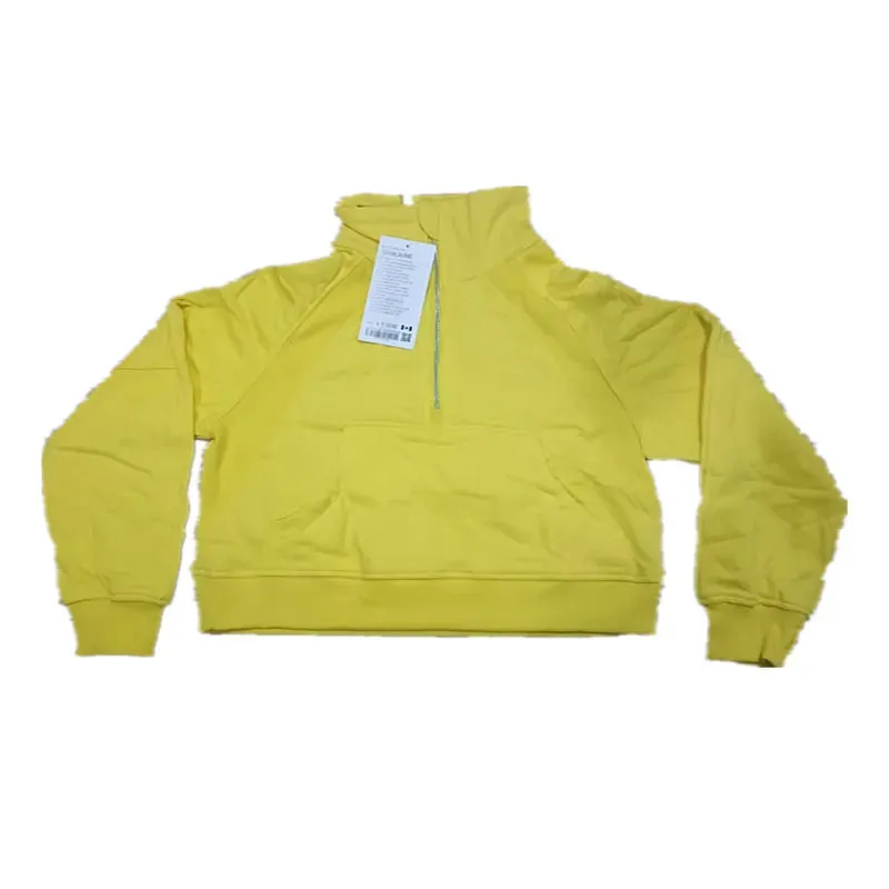 Fitness LuLu Running Street Scuba Women's Hoodies Half Zipper Thickened Thermal Insulation Outdoor Gym Sports Yoga Bodysuit