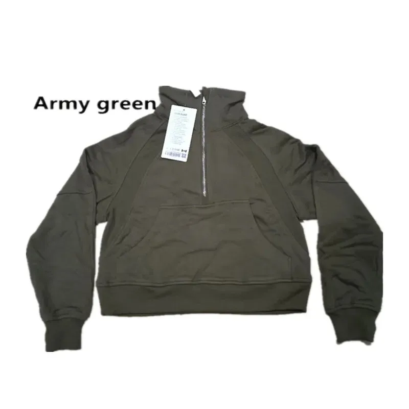Fitness LuLu Running Street Scuba Women's Hoodies Half Zipper Thickened Thermal Insulation Outdoor Gym Sports Yoga Bodysuit
