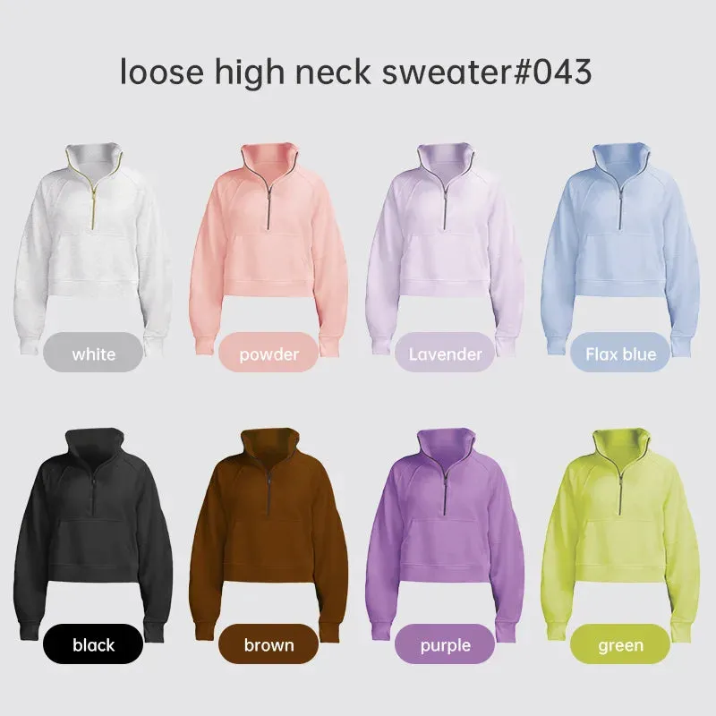 Fitness LuLu Running Street Scuba Women's Hoodies Half Zipper Thickened Thermal Insulation Outdoor Gym Sports Yoga Bodysuit