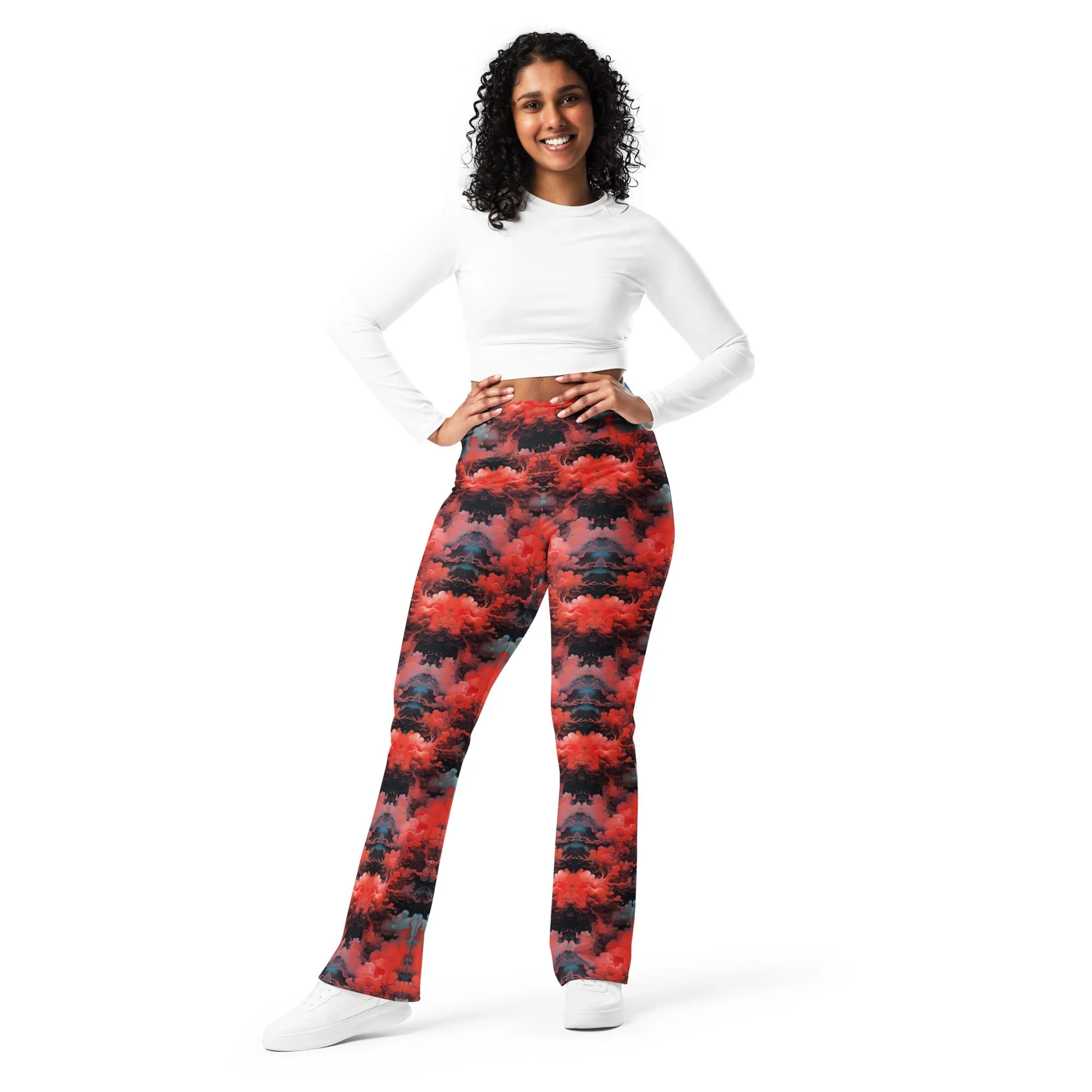 Flare Leggings Ethereal Crimson Flow - Dark