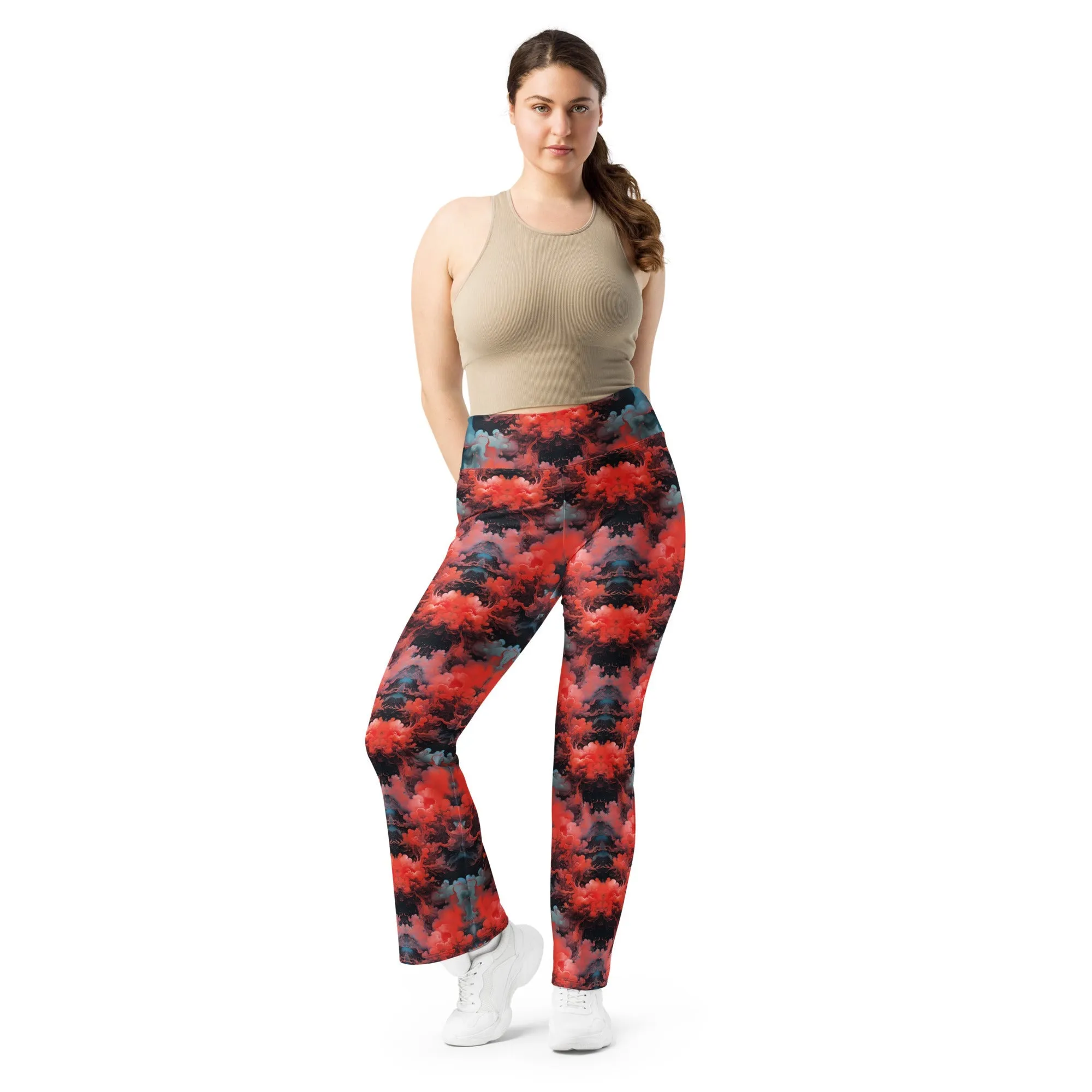 Flare Leggings Ethereal Crimson Flow - Dark