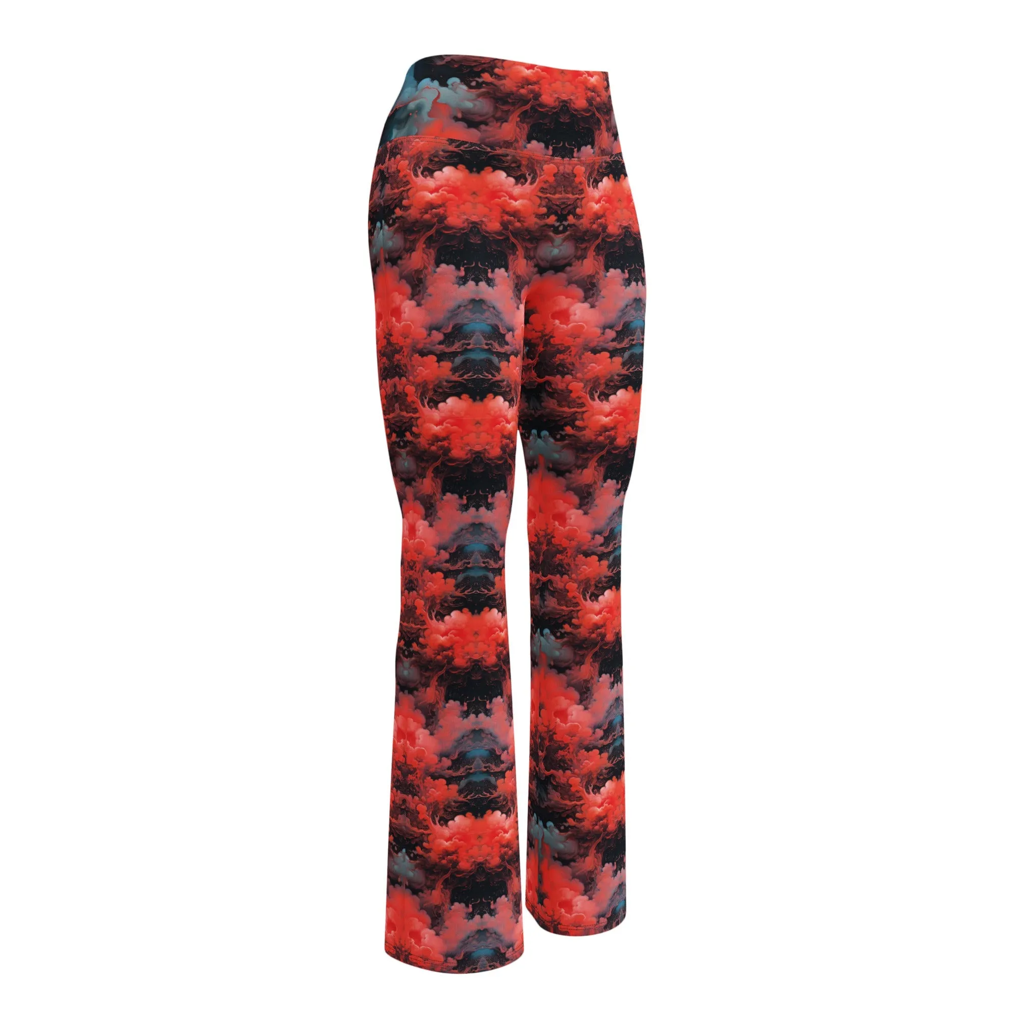 Flare Leggings Ethereal Crimson Flow - Dark