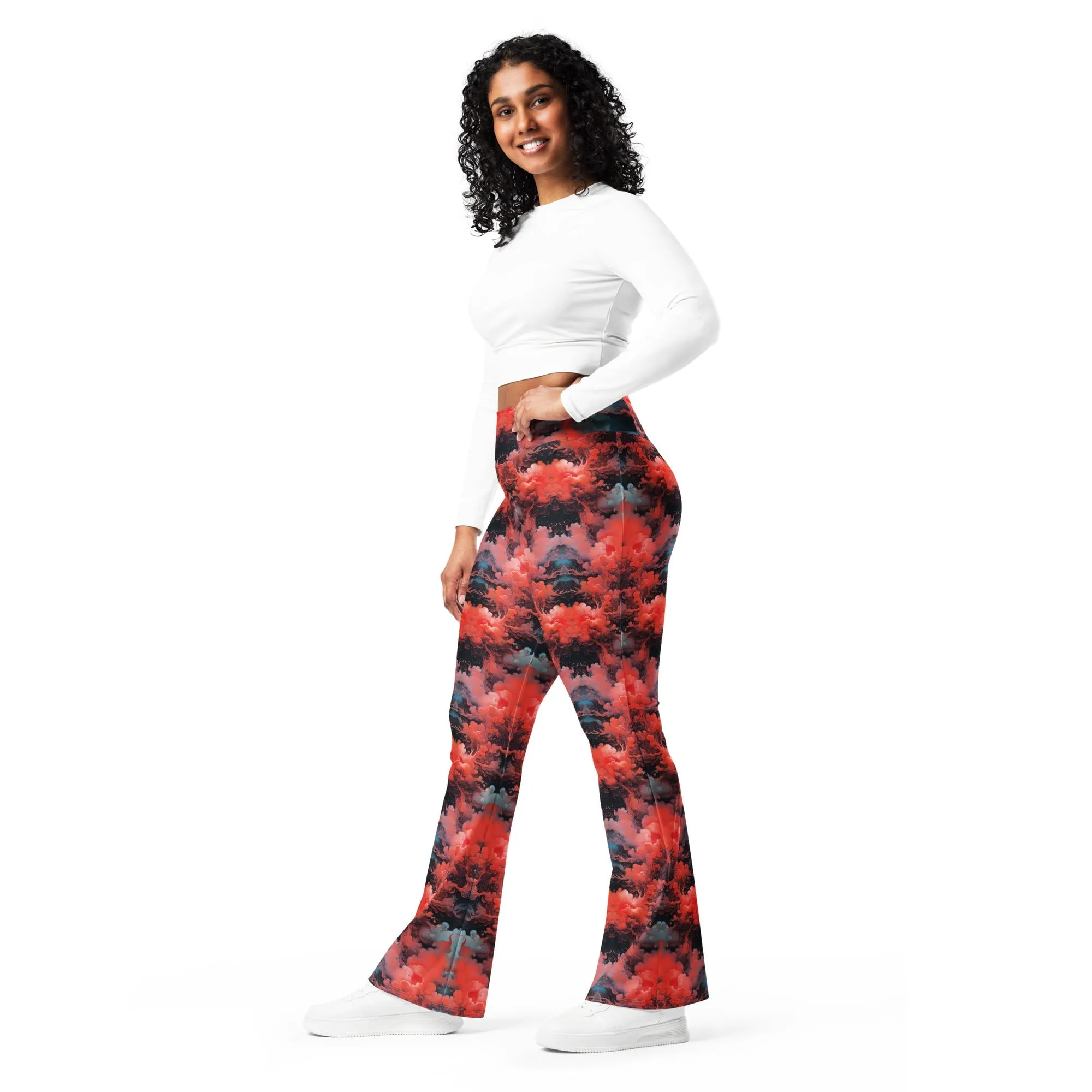 Flare Leggings Ethereal Crimson Flow - Dark