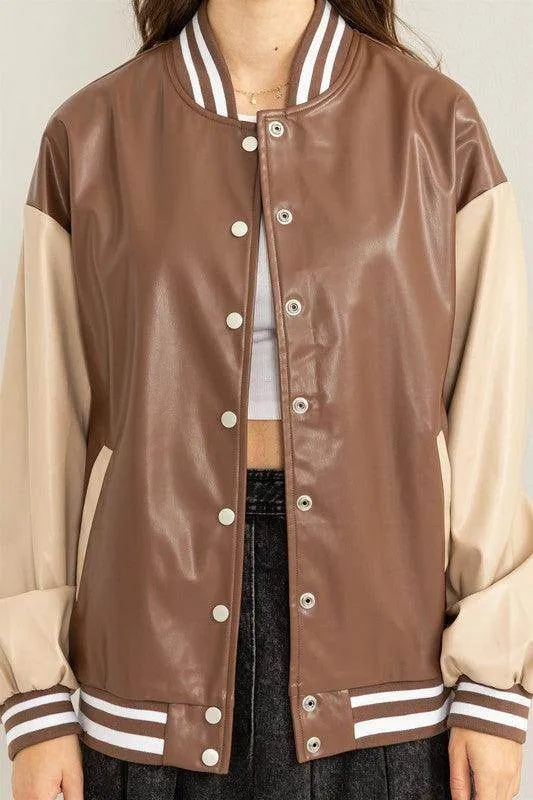 Game On Pu Colorblock Baseball Jacket