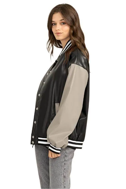 Game On Pu Colorblock Baseball Jacket