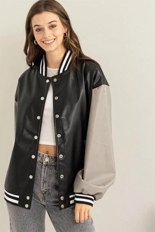 Game On Pu Colorblock Baseball Jacket