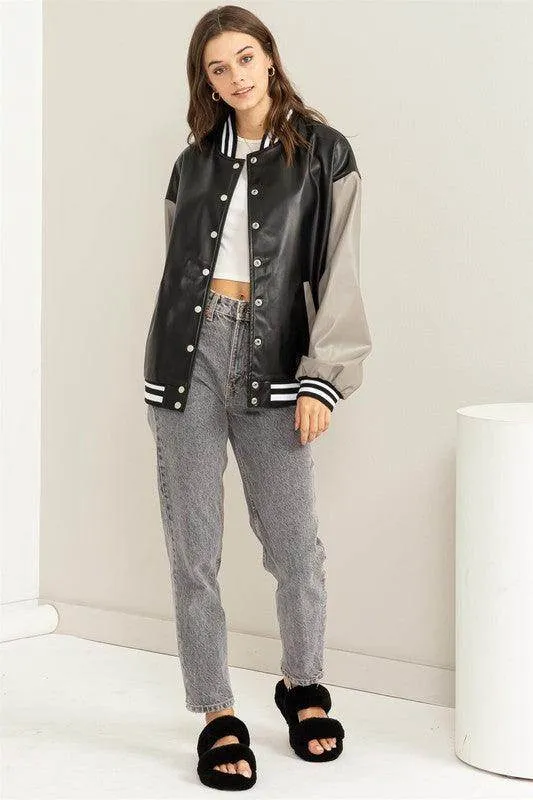 Game On Pu Colorblock Baseball Jacket
