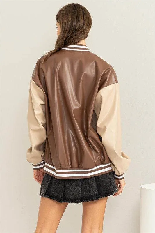 Game On Pu Colorblock Baseball Jacket
