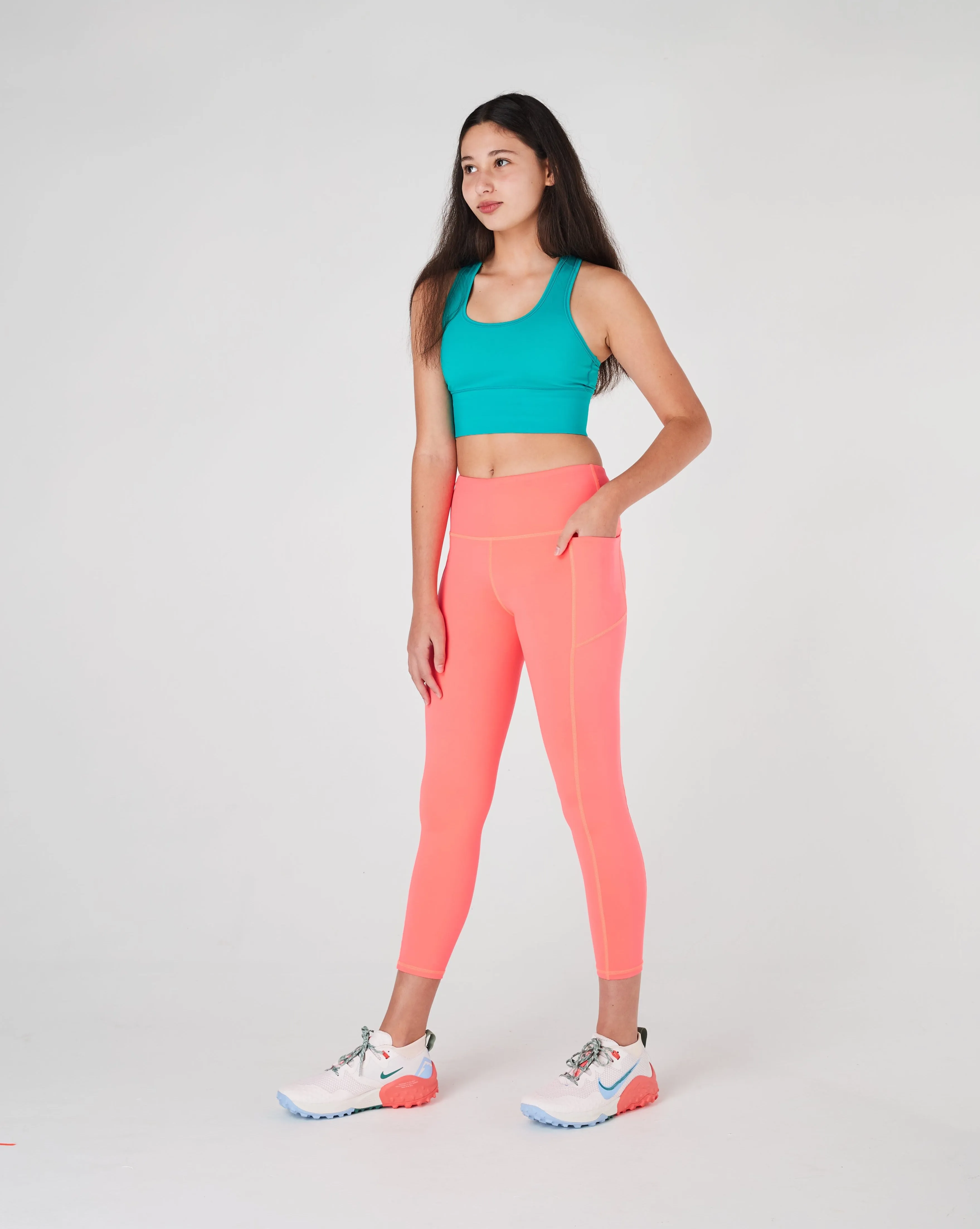 Girls Neon Orange Long Leggings
