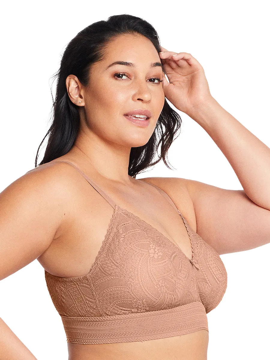 Glamorise Bra 7012 - Gramercy Luxe Lace Bralette - Cappuccino