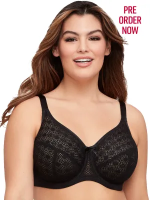 Glamorise Bra 9855 - Lace Comfort Wonderwire Bra - Black