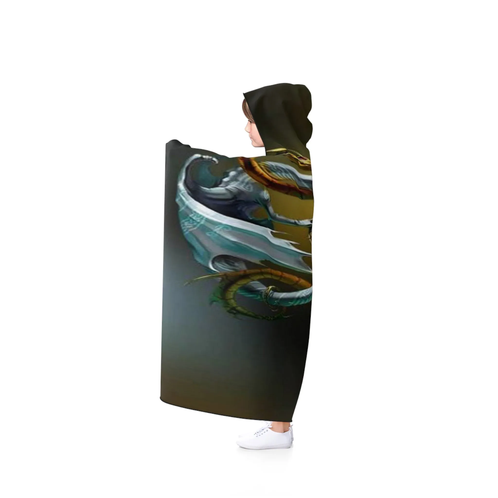 Gold Silver Dragon Hooded Blanket