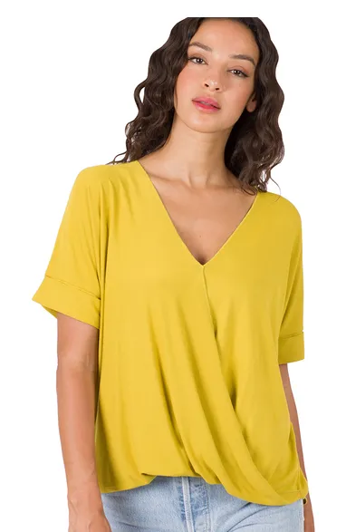 Golden High Low Draped Front Top -Plus & Regular