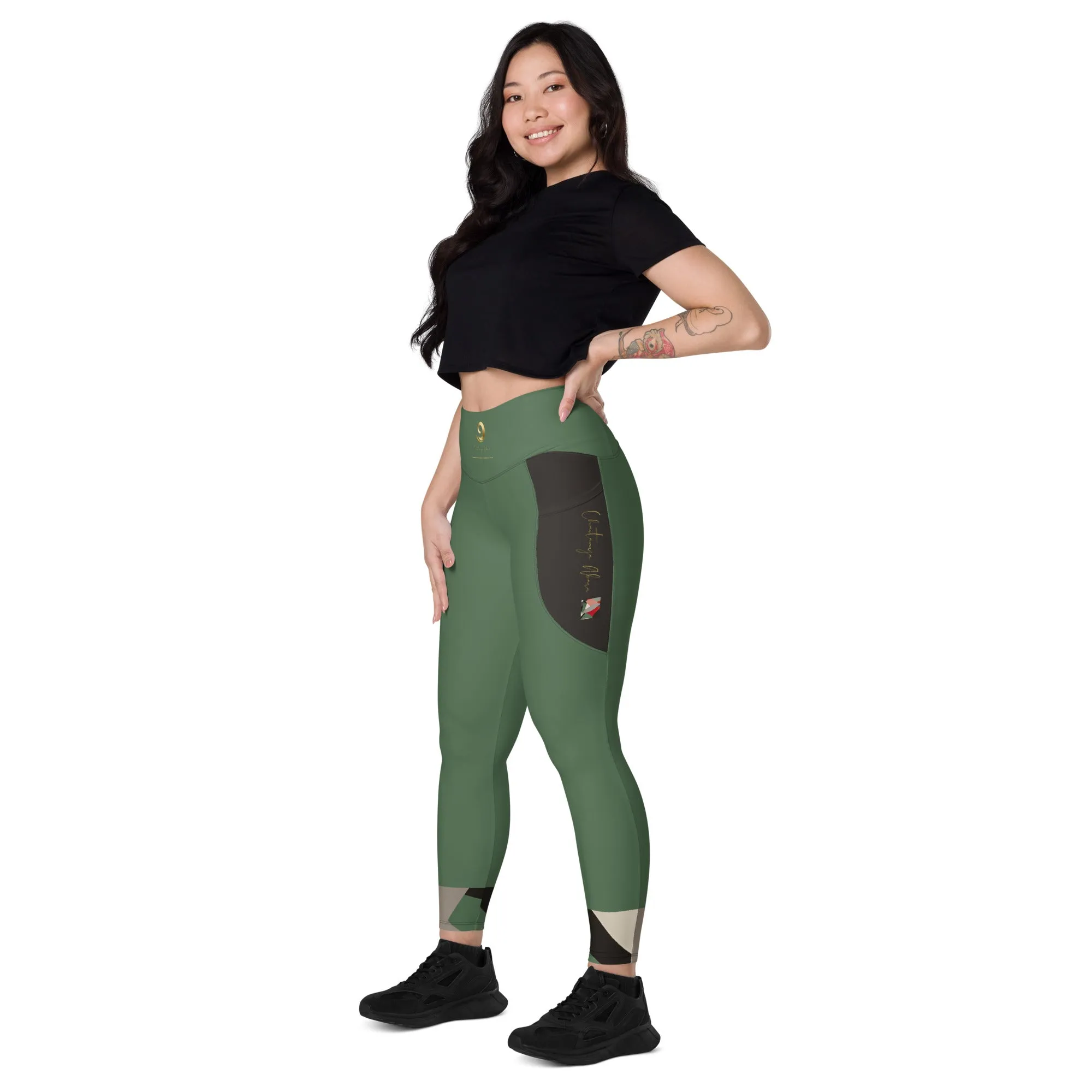 Green Chaitanya Abara Elite Fitness Corps Leggings with Pockets