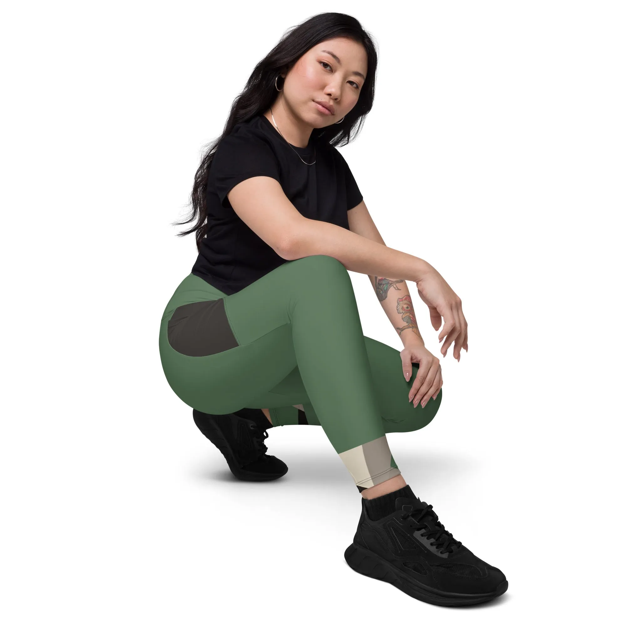 Green Chaitanya Abara Elite Fitness Corps Leggings with Pockets