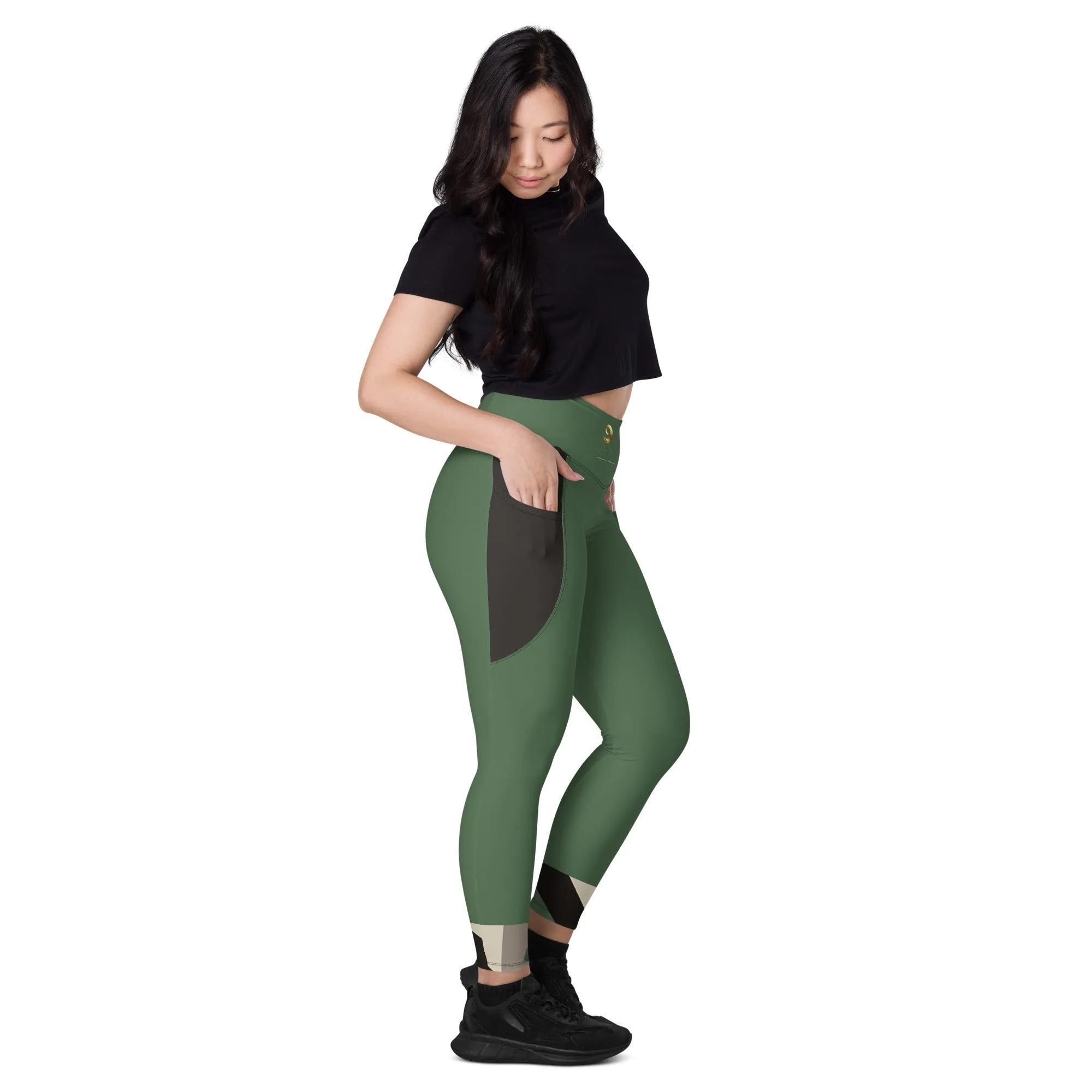 Green Chaitanya Abara Elite Fitness Corps Leggings with Pockets