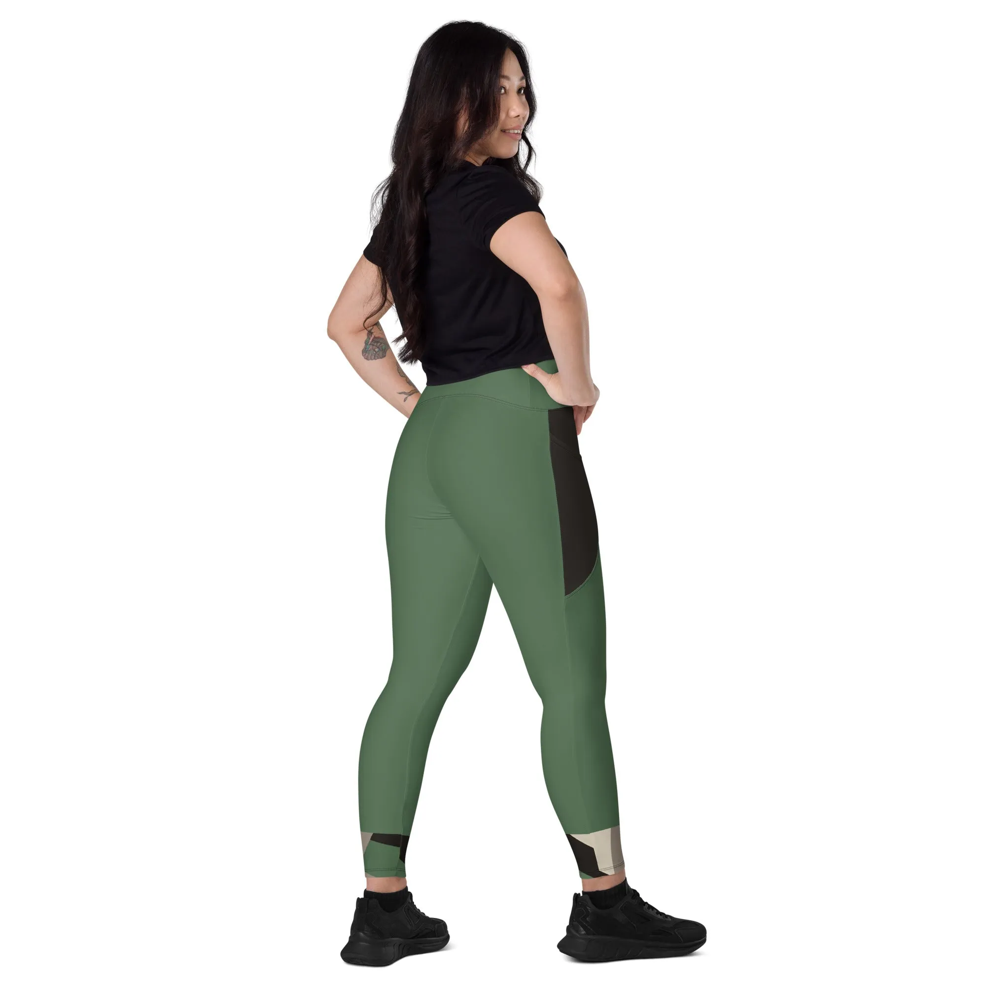 Green Chaitanya Abara Elite Fitness Corps Leggings with Pockets