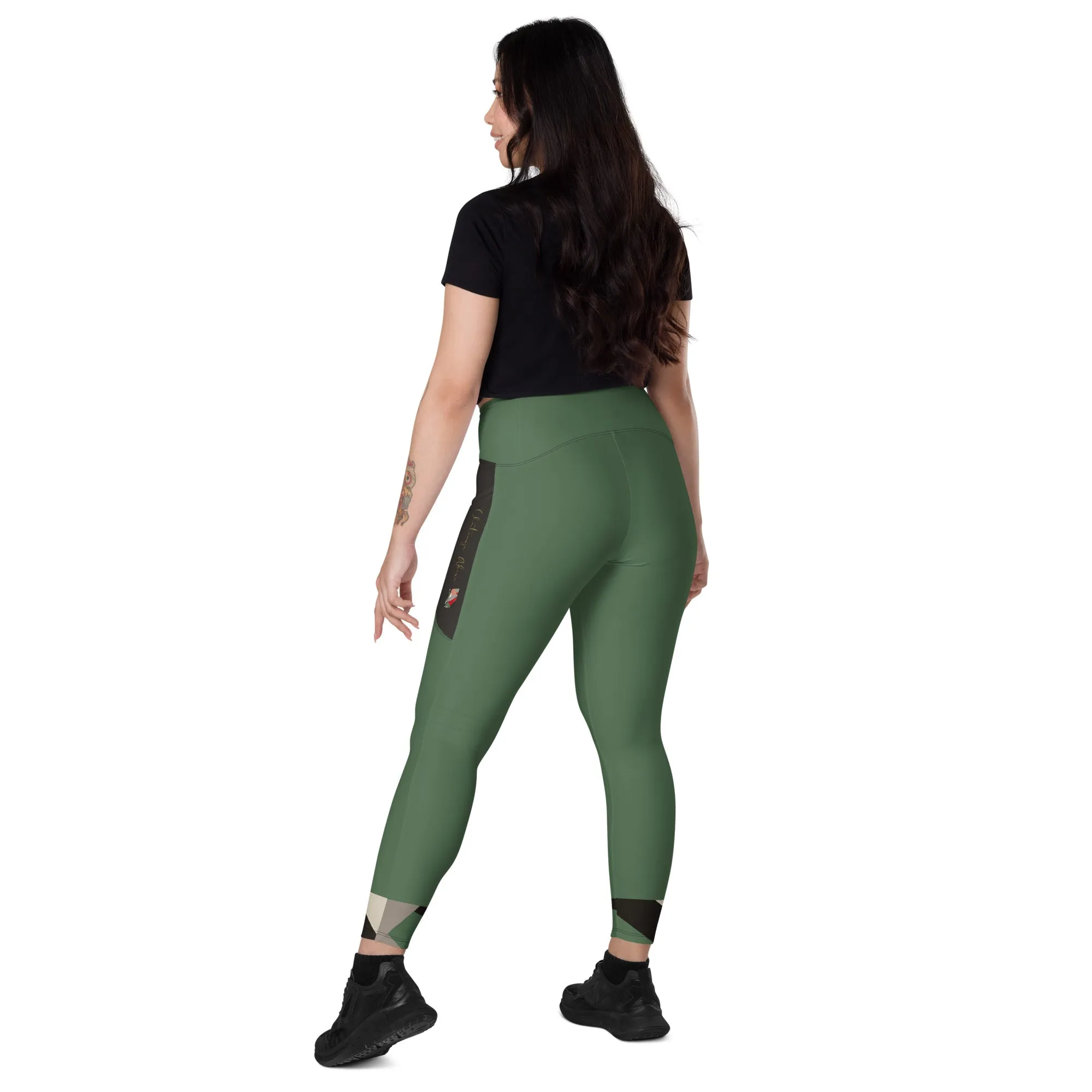 Green Chaitanya Abara Elite Fitness Corps Leggings with Pockets
