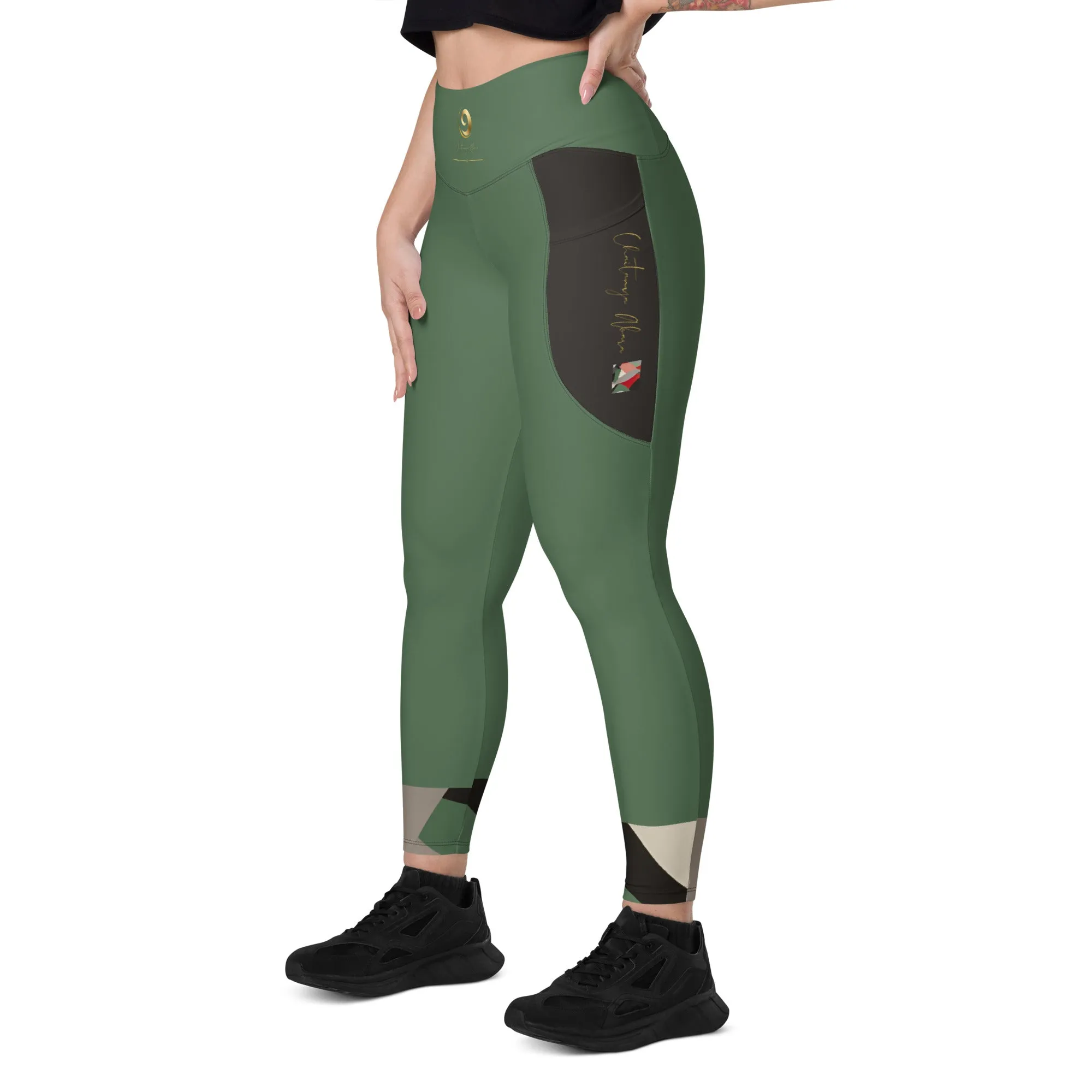 Green Chaitanya Abara Elite Fitness Corps Leggings with Pockets