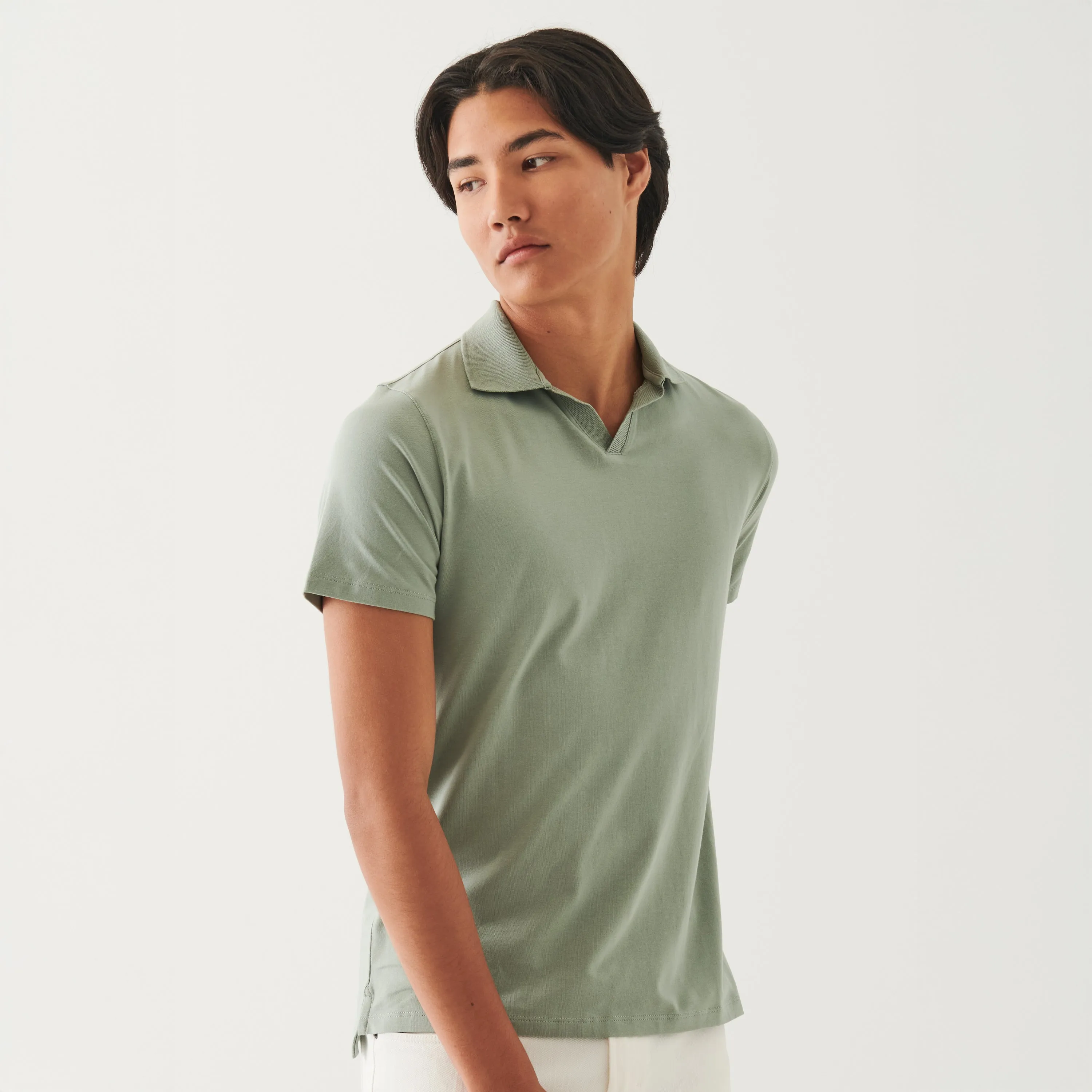 Green Pea Pima Cotton Stretch Open Polo - Patrick Assaraf