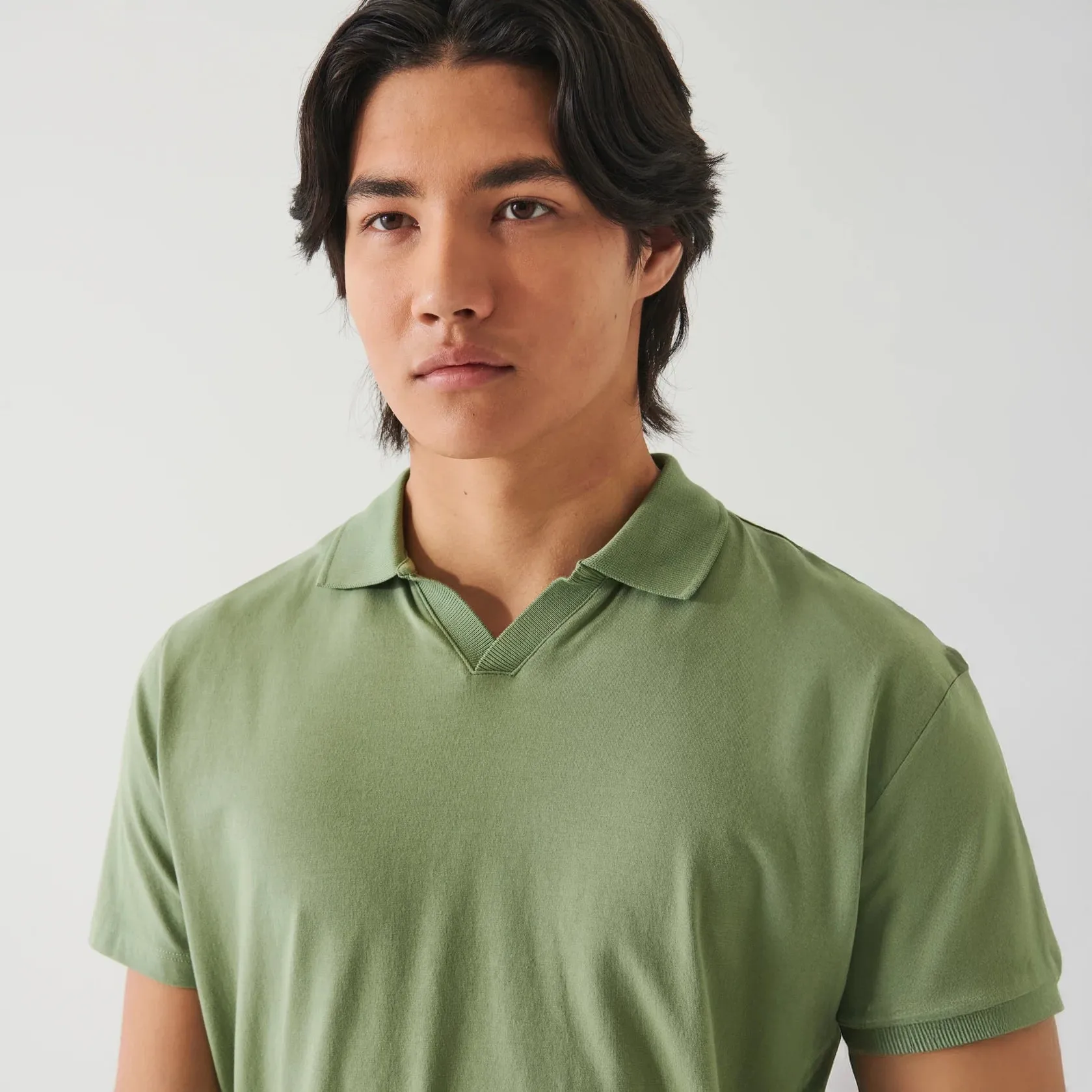 Green Pea Pima Cotton Stretch Open Polo - Patrick Assaraf